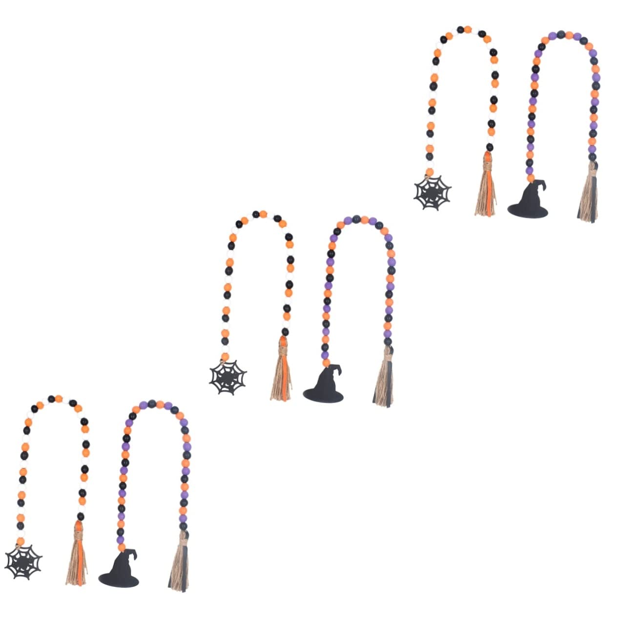 PRETYZOOM Lot De 3 Pompons Décoratifs en Bois pour Halloween Perles À Suspendre pour Décoration De Cuisine 2 Pièces X 3