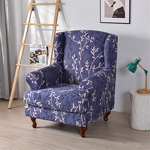Pack de 2 Fundas de sillón orejero Extensible Estampado, Spandex Lavable para Dormitorio y salón