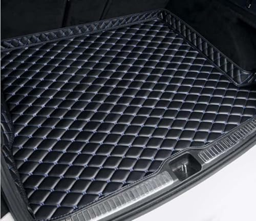 LECREA Alfombrilla para Maletero de Coche para Opel Agila 2008-2014, Alfombrilla de Cuero para Maletero, Alfombrilla Protectora Antideslizante para Maletero,H Black+Blue