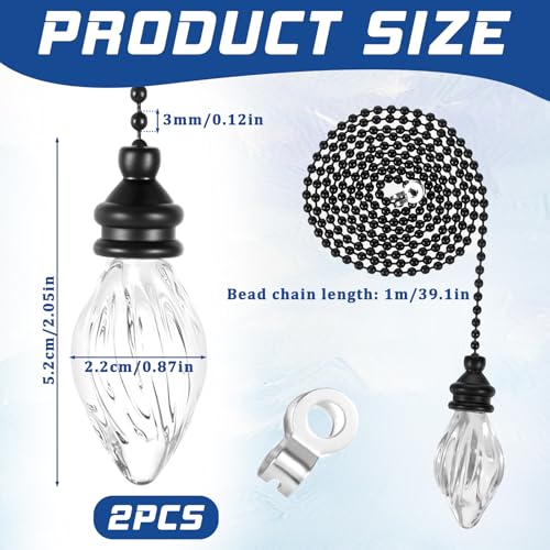 Image of 2 Pieces Ceiling Fan Pull Chains Ornaments 12 Inches Pull Chain Ceiling Fan Ornaments Dazzling Crystal Ceiling Fan Pull Chain for Ceiling Light Lamp Fan Chain