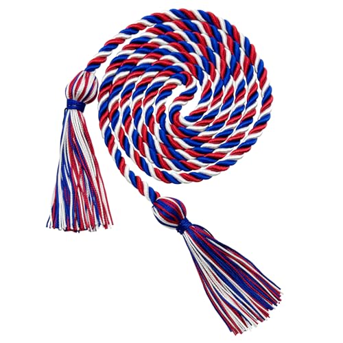 Image of Graduation Honor Cords Royal Blue Red and White Honor Cords with Tassels for Graduation Students