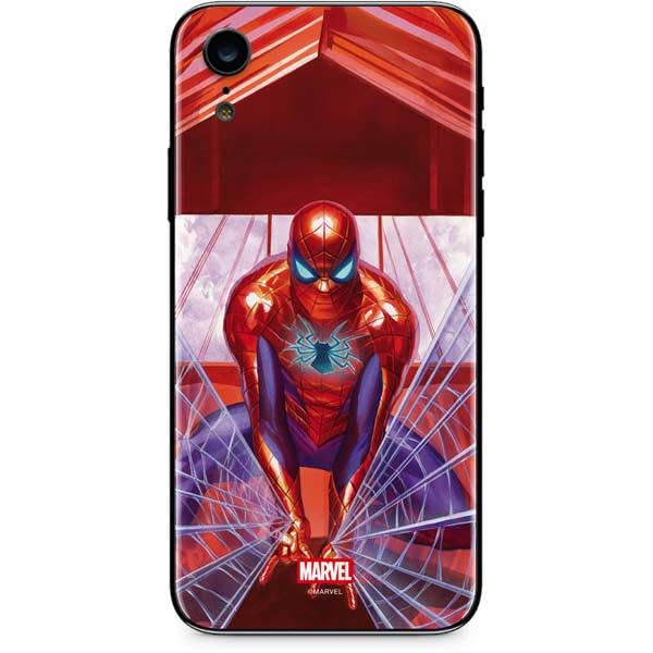 Skinit Decal Phone Skin Compatible with iPhone XR - Officially Licensed Marvel Spiderman Web Slinger Design