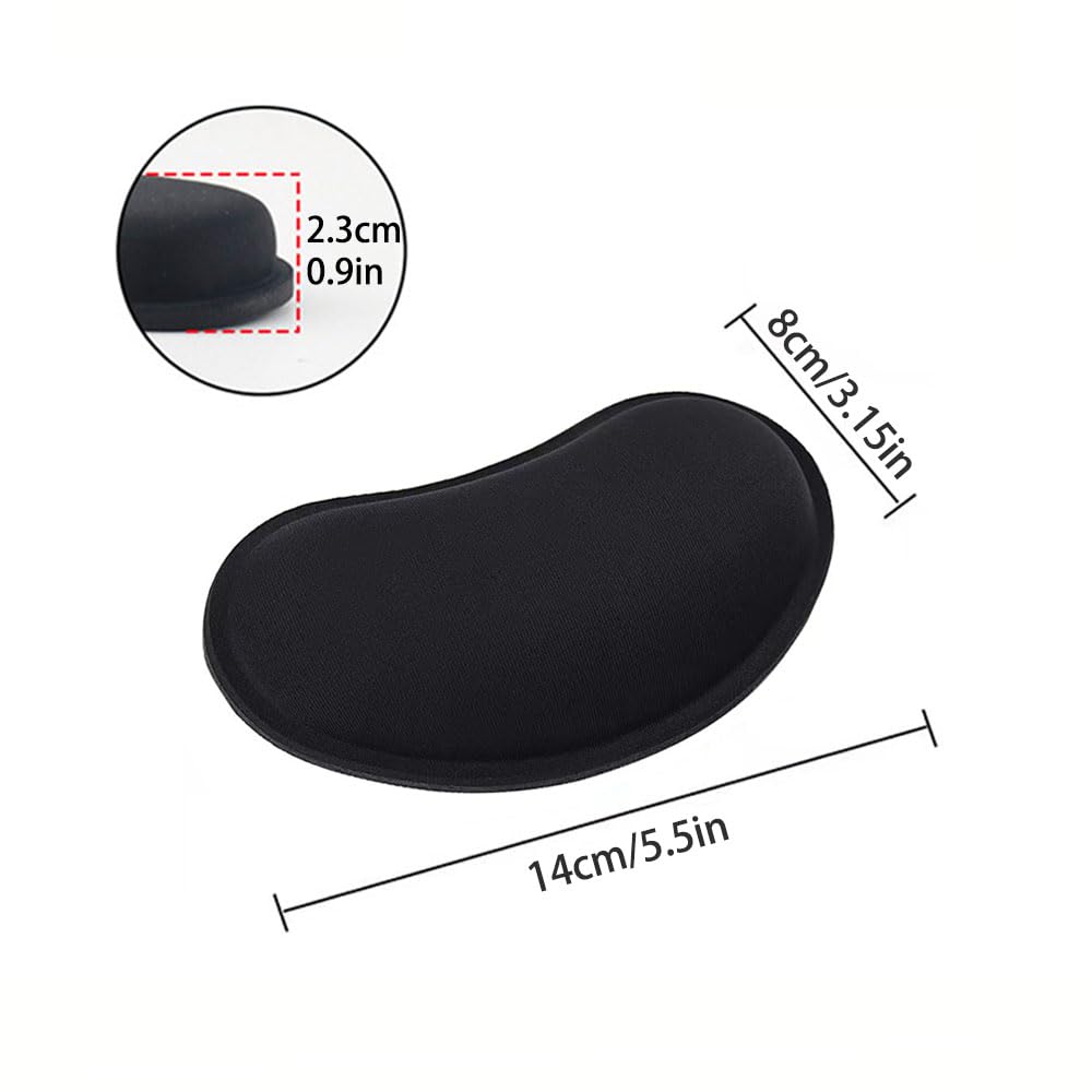 MXCOIRTP Poggiapolsi per mouse, cuscino ergonomico in memory foam con base antiscivolo per alleviare il dolore, ufficio, casa, giochi, computer, nero, 2 pezzi