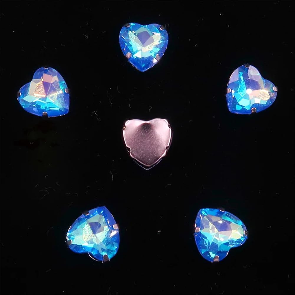 Cyrkonie Kształt serca przyszyć kryształowe koraliki Rhinestone 7 rozmiarów