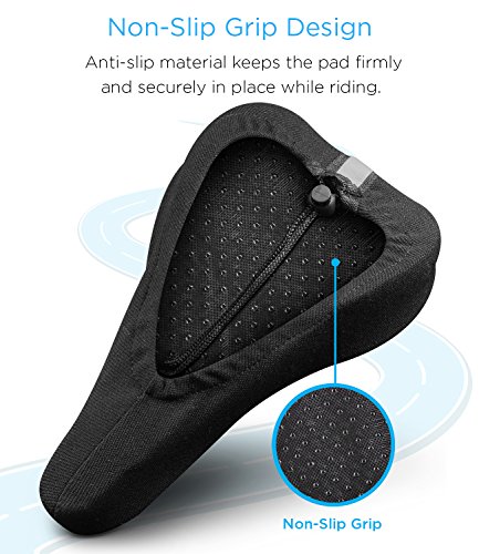 Aduro Sport Bike Seat Cushion Cover Pad with Memory Foam for Bicycle Seat Saddle, No Installation Needed, Bounce Free - Enjoy Longer Rides, Water Resistant (Black)