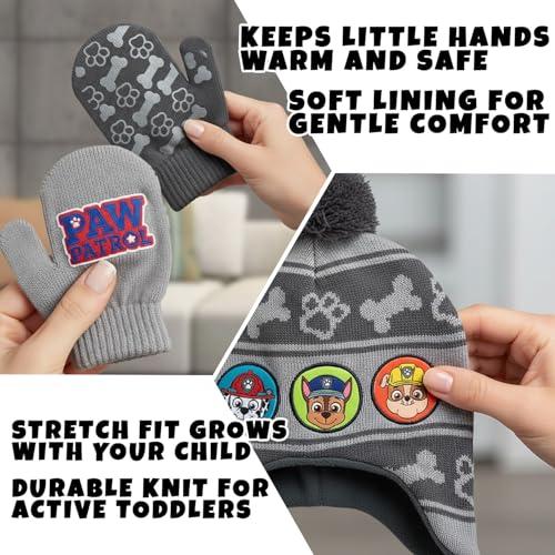 Image of Nickelodeon Boys Paw Patrol Winter Hat, 2 Pair Gloves or Mittens (Toddler /Little Boys)