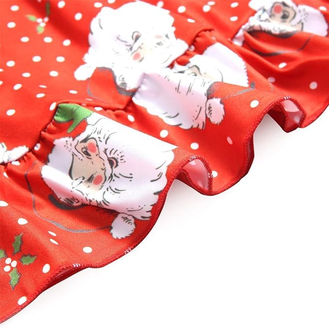 Girls' Christmas Nightgown Soft Cotton Santa Claus Sleepwear Red4