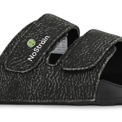 Image of NoStrain Men's Canvas Wave Print Sugar Sliders & Slippers | Ultra Soft Cushion FootBed | Comfortable Light Weight Casual Dailywear | Anti-Skid Sole | Waterproof Quick Drying Indoor Outdoor Flip Flops