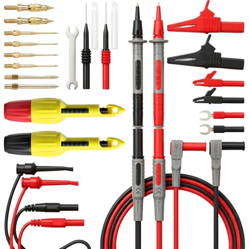 Image of 29-Piece Multimeter Test Leads Set, CAT.III 1000V / CAT.IV 600V Multimeter Probes with Alligator Clips, Piercing Probes, Needle Probe, Replaceable Probe Accessories, Soft PVC Volt Meter Lead