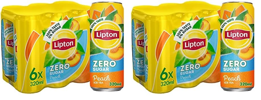 LiptonZero Sugar, Peach Iced Tea, 320Mlx6 (Pack of 2)