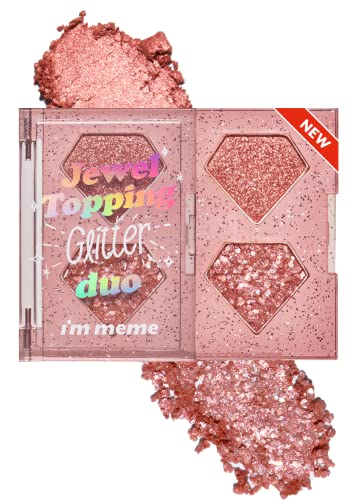 I'M MEME Jewel Topping Glitter Duo | Long-lasting Glitter Eyeshadow Palette | 2 Shades | K-beauty (01 Rose Jewel)