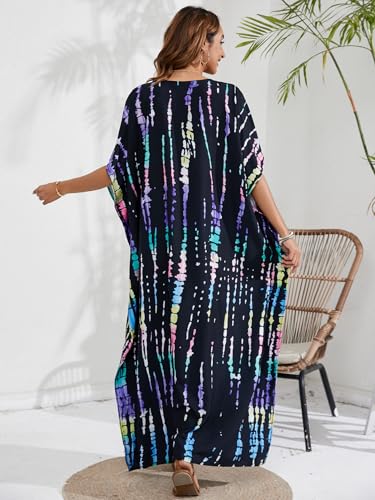 Kaftan Dresses for Women Plus Size Beach Boho Maxi Dress Swimsuit Cover up Batwing Sleeve Print Loungewear3