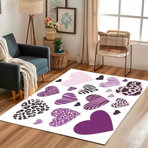 Carpet de couloir moderne 160x230cm avec texture cœur géométrique