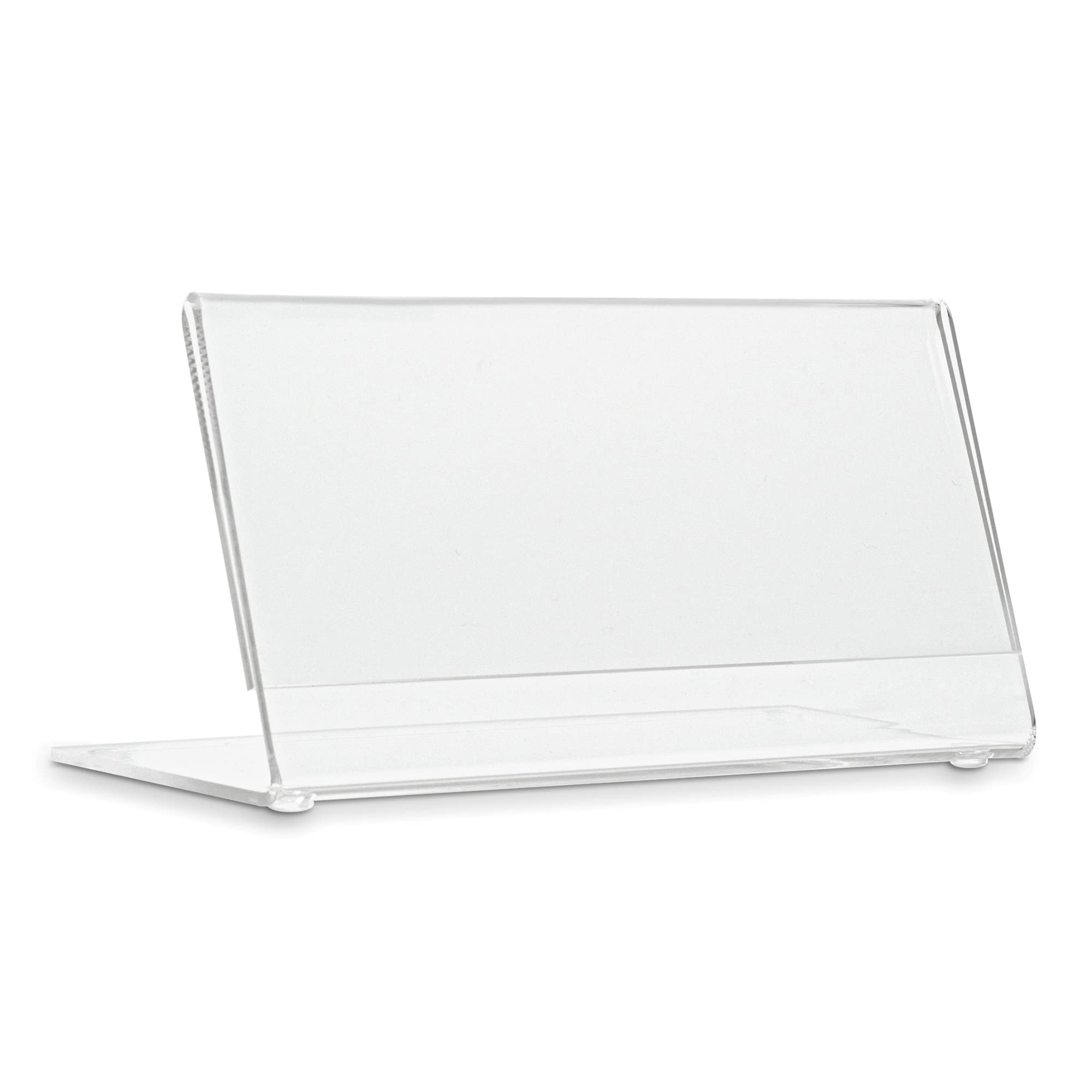 10 Stk. DIN Lang Werbeaufsteller als Premium L-Ständer im Querformat, transparenter, standfester DL Tischaufsteller, L-Aufsteller aus 3.0 mm PLEXIGLAS mit Anti-Rutsch-Noppen für einen sicheren Stand