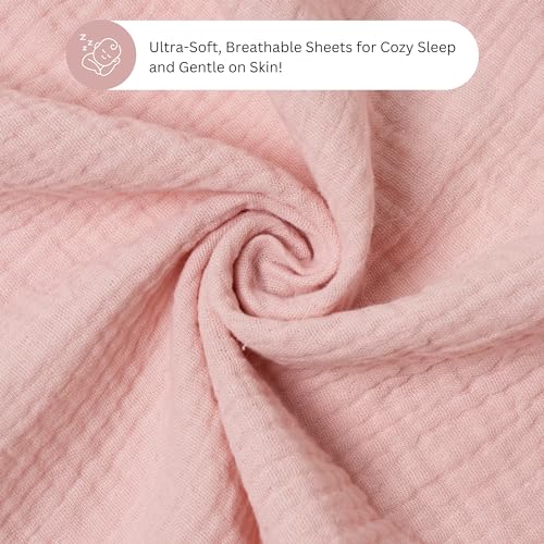Image of TansyPanda Muslin Halo Bassinet Sheets for BassiNest Luxe Swivel, Soothing, Swivel, Lite, Essential Sleeper, 3 Pack, 33 X 17 Inch, Ultra Soft, Snug Fit, Unisex Boys Girls, Gray White (Pink)