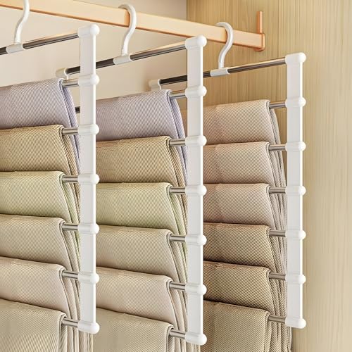 DGMI Kleiderbügel Hosen Platzsparend, 3 Stück Hosenbügel Platzsparend, Kleiderbügel Hosen, Zum Aufhängen Von Hosen, Jeans, Schals, Gamaschen, Handtüchern Und Krawatten