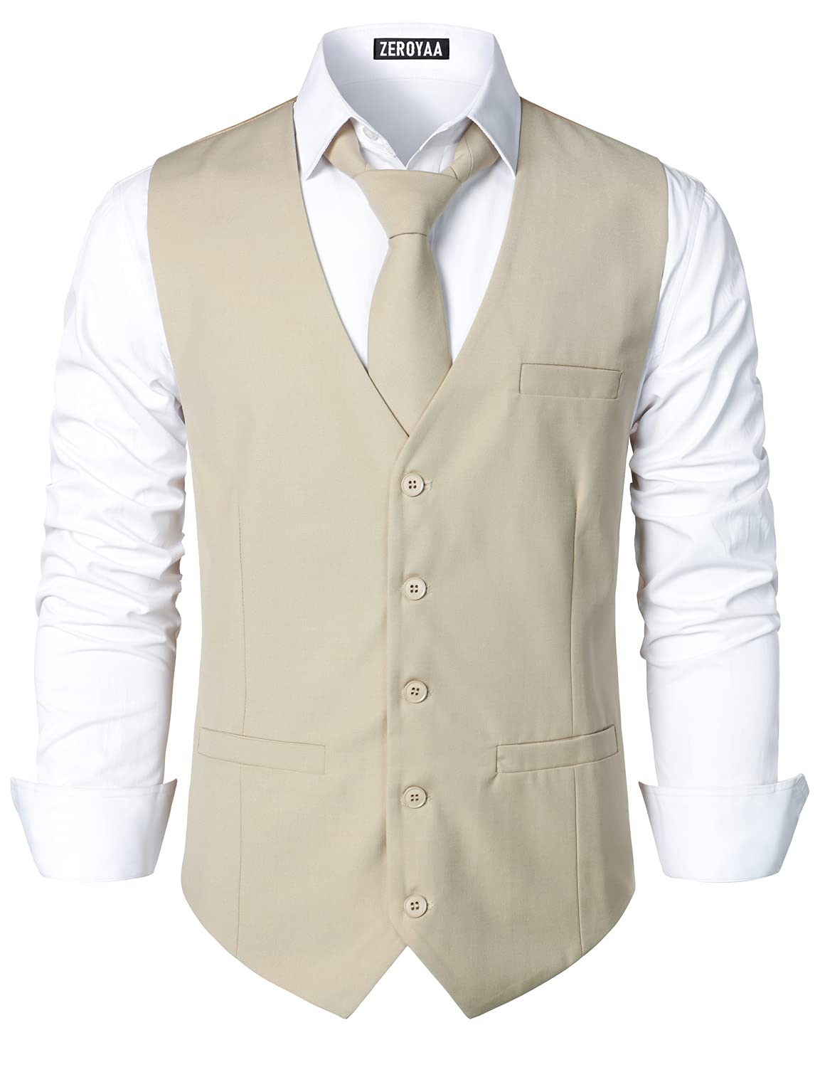 zeroyaa Men's Hipster Urban Design 3 Pockets Business Formal Dress Vest for Suit Tuxedo-picture-38
