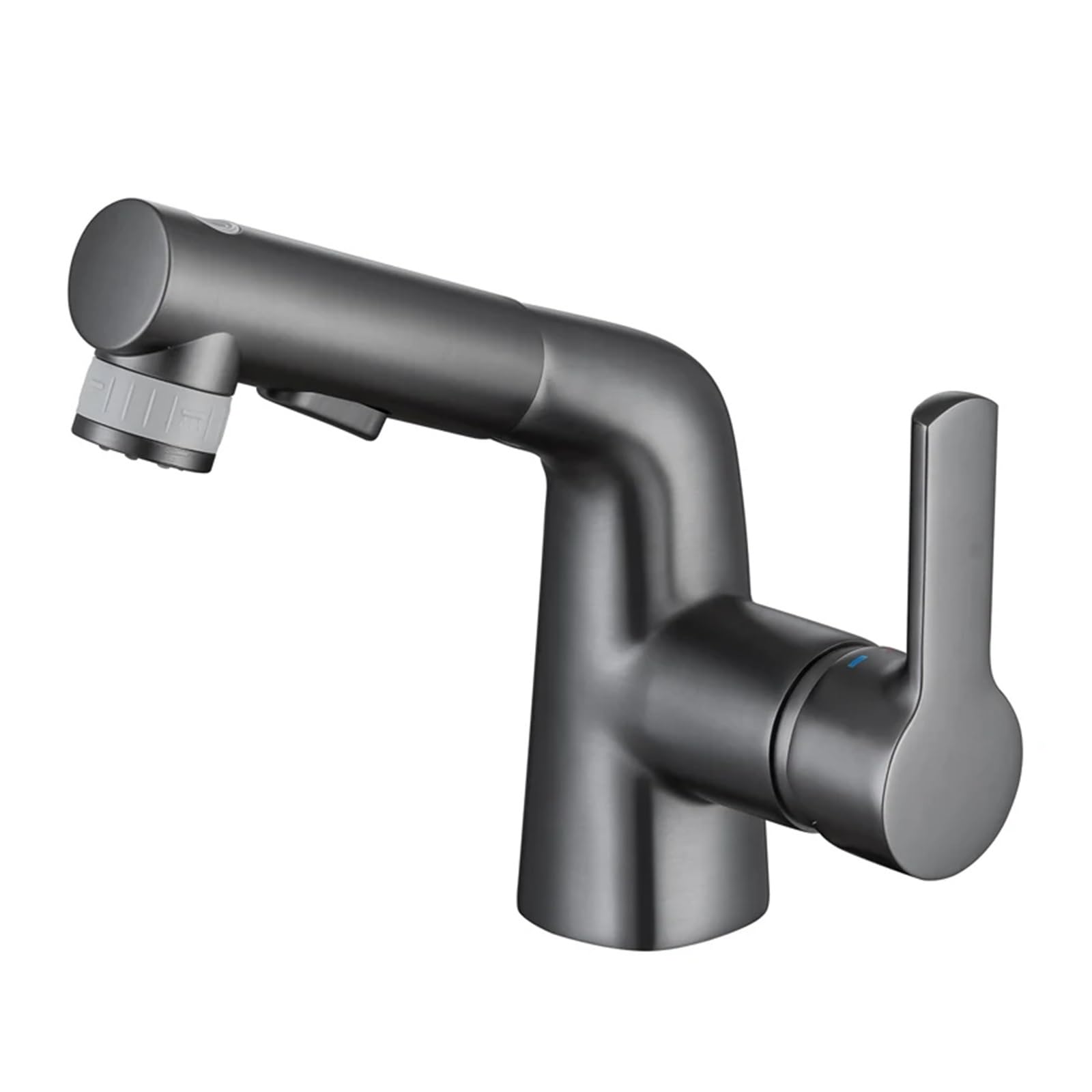 Grifo de baño gris de gama alta con caño corto extraíble moderno