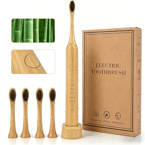 Spazzolino elettrico ricaricabile, spazzolino elettrico con 5 modalità 2-Min Smart Timer IPX7 impermeabile 40.000 VPM motore, pulizia profonda per adulti e bambini