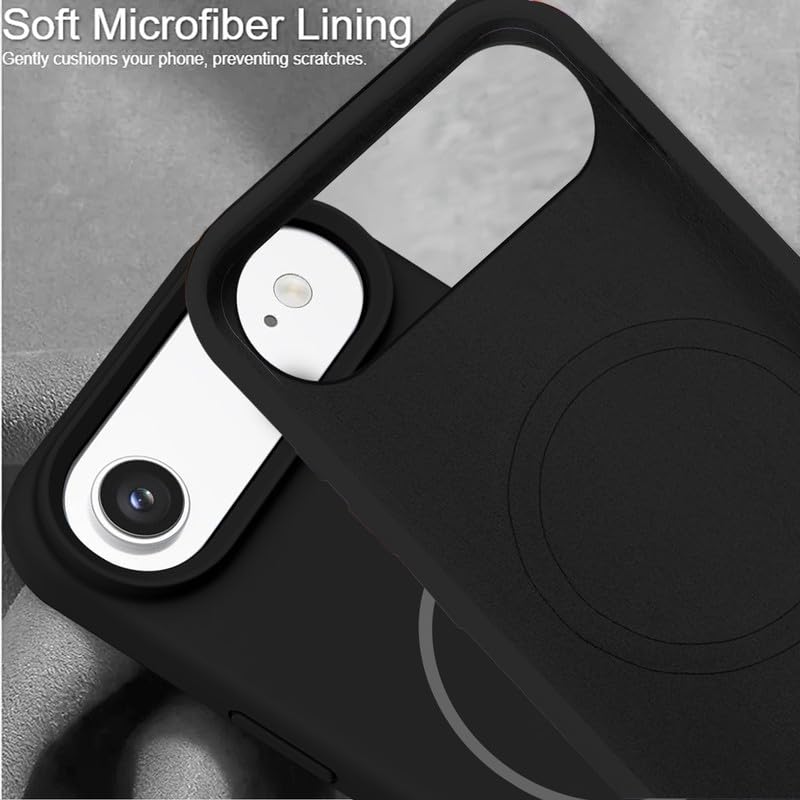 Image of LuxuryKase Silicone Magnetic Case for iPhone Air | Soft Microfiber Lining | MagSafe Support | Shockproof Protective Cover | Precise Cutouts | Slim Fit Design - Black