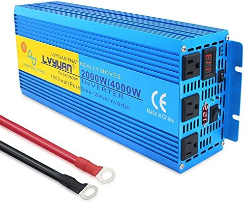 LVYUANインバーター 正弦波 12V 2000W 最大4000W DC12VAC100V変換 50HZ 60HZ カーインバーター 太陽光発電 災害対策 地震 防災用品 車中泊グッズ 自動車 船 キッチンカー キャンピングカー 緊急時で大活躍 停電の対策