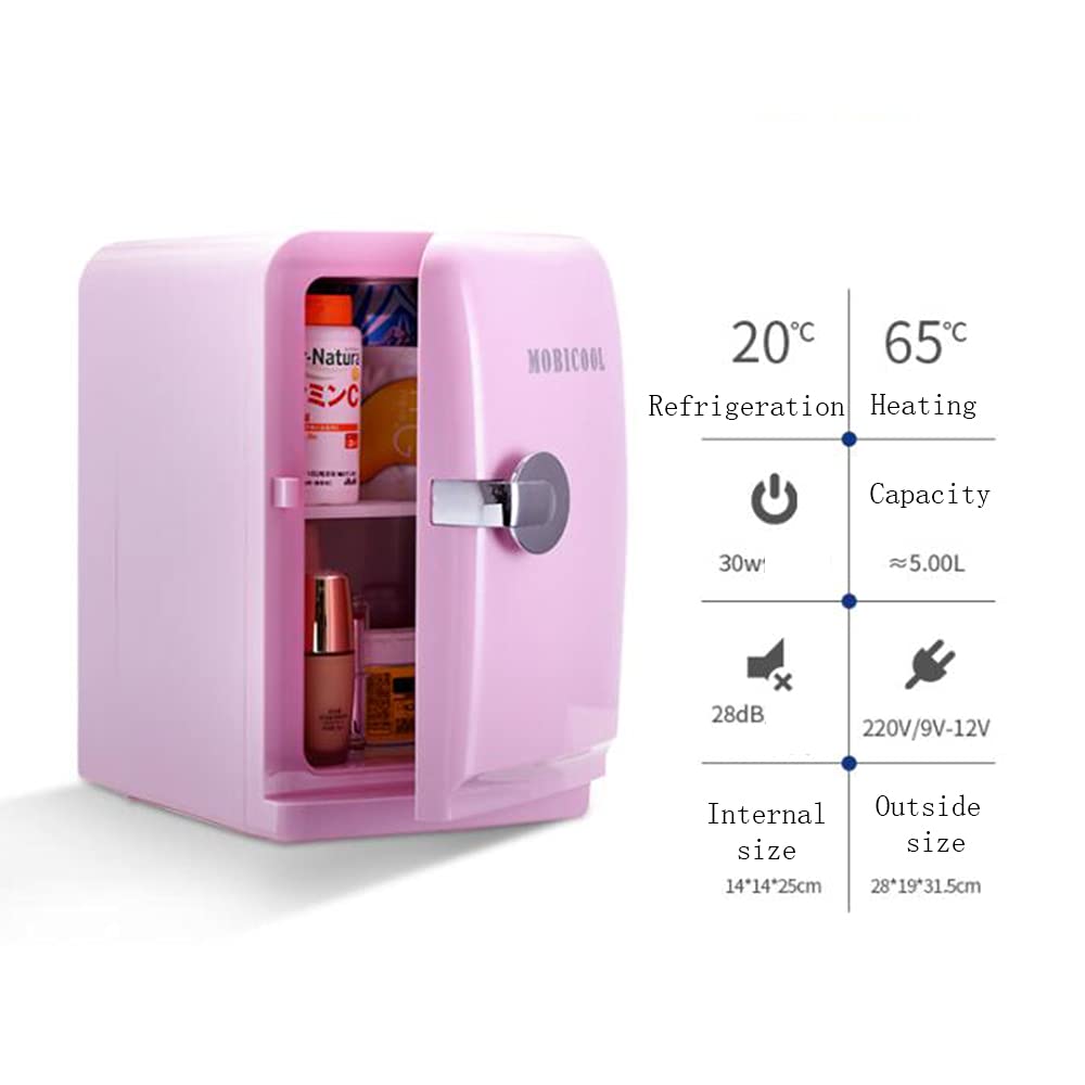 XIAOLIN Mini Lodówka, Lodówka Car Lodówka Cooler & Warmer Mini Lodówka 5 Litr / 6 Czy Chłodnica Elektryczna I Cieplejsza Przenośna Mini Lodówka Do Samochodu I Domu(Color:02)