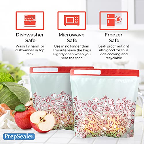 PrepSealer Saco reutilizável Keep Food Fresh por mais tempo para economizar alimentos (6 peças (médi