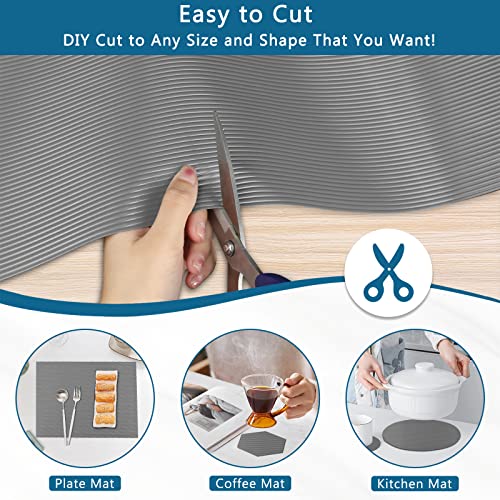 Kitchen Shelf Liner Drawer Liners, Non-Adhesive Refrigerator Liners Waterproof Fridge Mats with Strong Durable Kitchen Cabinets Mat for Drawers, Shelves, Pantry, Gray, 23.6 x 59 inches