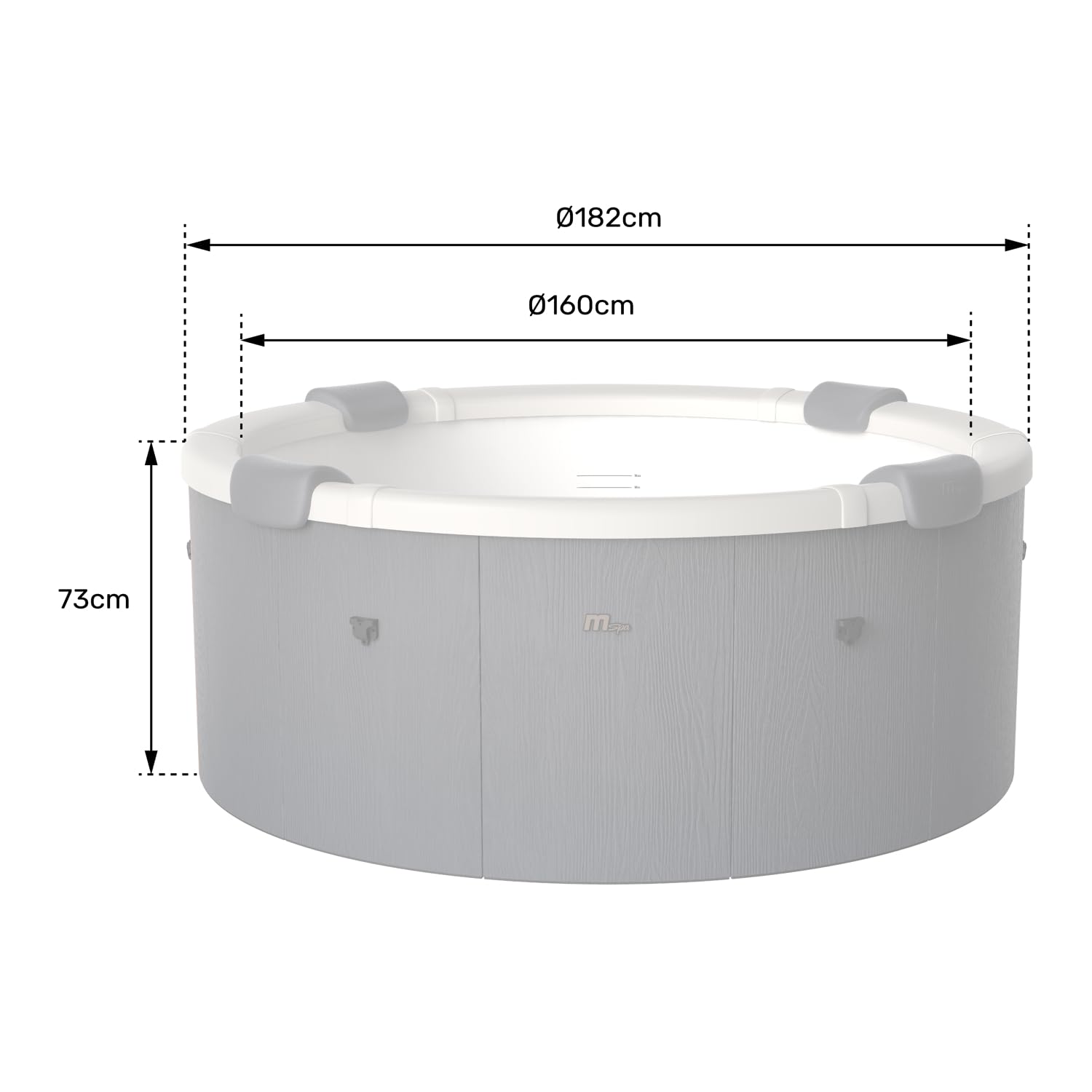 Spa Rigide connecté Rond Ø 182 cm MSPA Denver – Spa 6 Places – Jets d'air et d'eau – Habillage Effet Bois – Lot de filtres Inclus