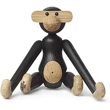 Kay Bojesen Monkey Mini Wooden Figurines, Dark Stained Oak, 3.7" H, Gift Box Included