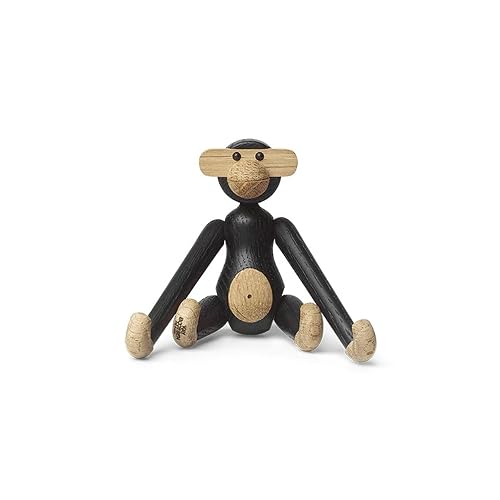 Kay Bojesen Monkey Mini Wooden Figurines, Dark Stained Oak, 3.7"