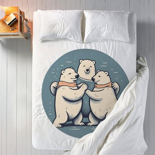 Ours dansant couverture ronde de 150 cm douce et ultra légère