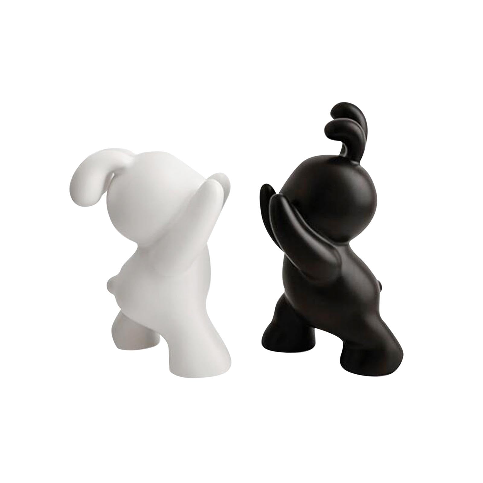 Sujetalibros decorativos con diseño de conejo, decoración de mesa, diseño de conejo, sujetalibros (blanco y negro)