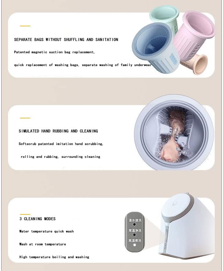 Miniatura 2 de Lavadora completamente automática, 1.5L pequeña bolsa sellada mini 410W lavadora de cocción de alta temperatura, ropa interior, calcetines