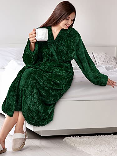 Image of PAVILIA Premium Womens Plush Soft Robe Fluffy, Warm, Fleece Sherpa Shaggy Bathrobe