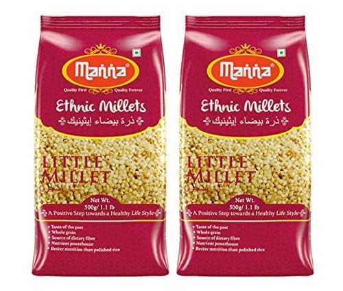 Image of Manna Little Millet 1Kg Unpolished, Certified Low GI, Glycemix Index value 27, Kutki /Samai /Same /Samulu. 20% more protein & 100% more Fibre than white rice. Natural Grains (Pack of 3)