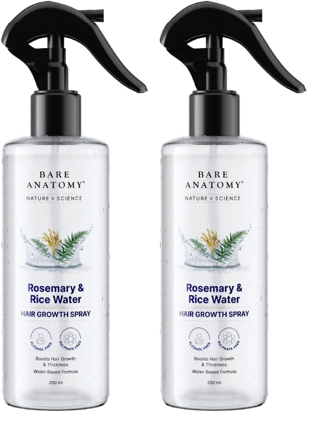 Bare Anatomy Nature x Science Rosemary Water Spray for Hair Growth & Hair Thickness with Rice Water |100% Natural Extract | Soft & Smooth Hair| Controls Hairfall| Non-Greasy & Fast Absorbing | 200 ml-image-45