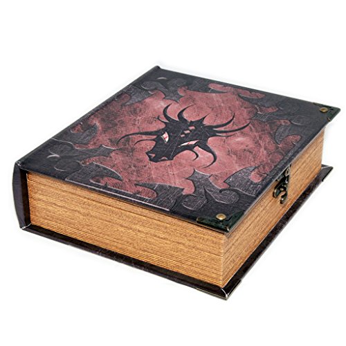 Grimoire Deck Box, Dragonlord - Wooden Spellbook Style Large Capacity Trading Card Deck Storage (800 to 1000 cards) for MTG Magic the Gathering, Yugioh, Pokemon | Gift Item for Commander, EDH, Modern