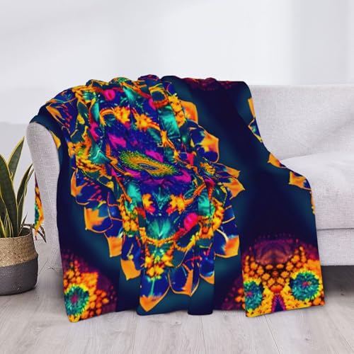 Couverture mandala super douce 150x200 cm lavable pour lit et canapé