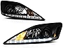 [For 2006-2013 Lexus IS250 IS350 Sedan Halogen Model] LED Strip Black Housing Projector Headlight Headlamp Assembly, Driver & Passenger Side