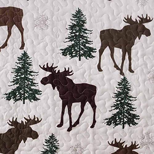 Great Bay Home Lodge Bedspread Twin Size Quilt With 1 Sham. Cabin 2- Piece Reversible All Season Quilt Set. Rustic Quilt Coverlet Bed Set. Wilderness Collection (Moose - Chocolate) #TOP6