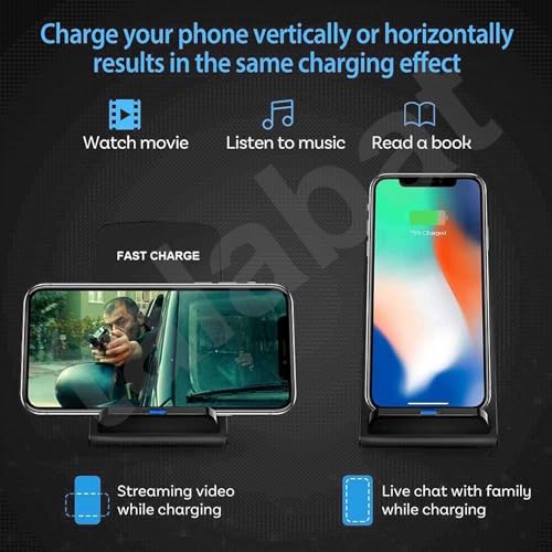 Image of Talabat (Pack of 2) Single Wireless Charger Stand Compatible with i-Phone Series14 /13 /12,Galaxy S23 /S22 /S21 /S20 /Note20 Series & Other Qi Devices (Black)