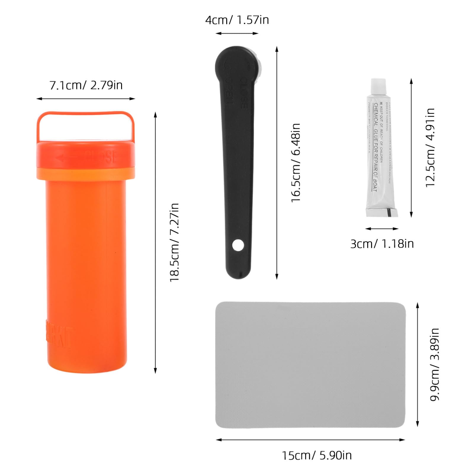 Luxshiny 1Set Paddleboard Repair Kit with PVC Patch Glue Bucket and Valve Wrench Inflatable Patch Kit for Repairs Sups Kayaks Rafts and More