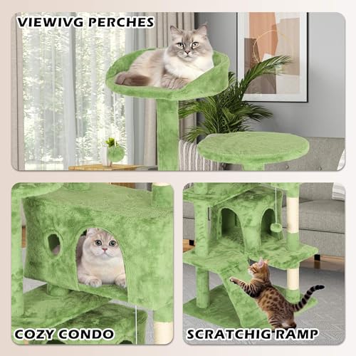 Árbol moderno para gatos de 3 niveles verde miniatura 4