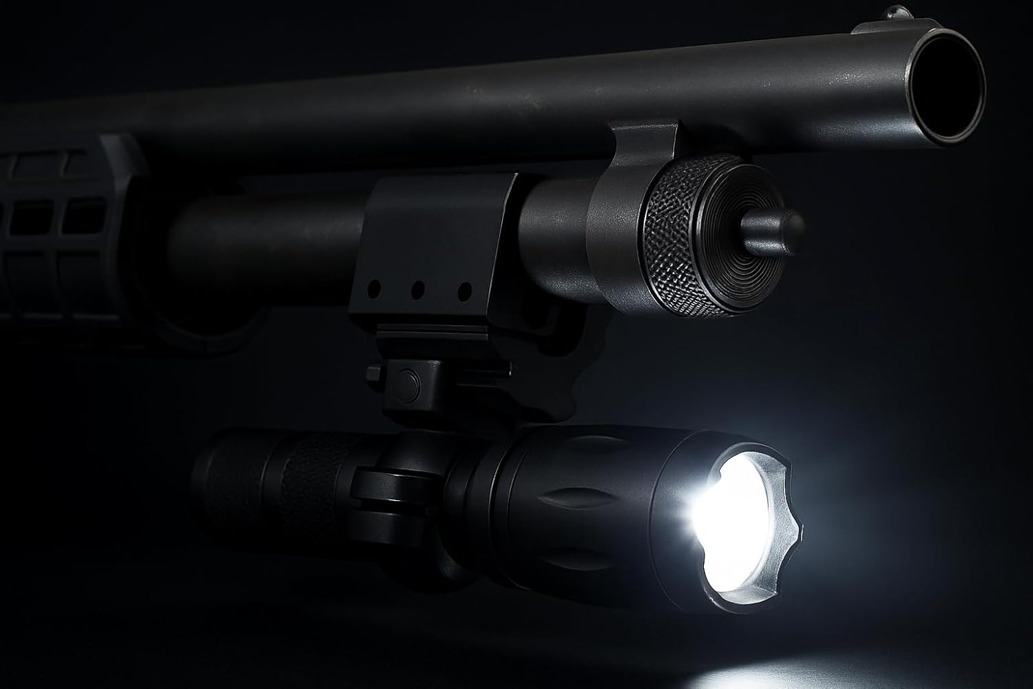 Trinity Tactical Flashlight with Mount for Winchester sxp Defender Pump 12 Gauge Single Rail Adapter Hunting Accessories.