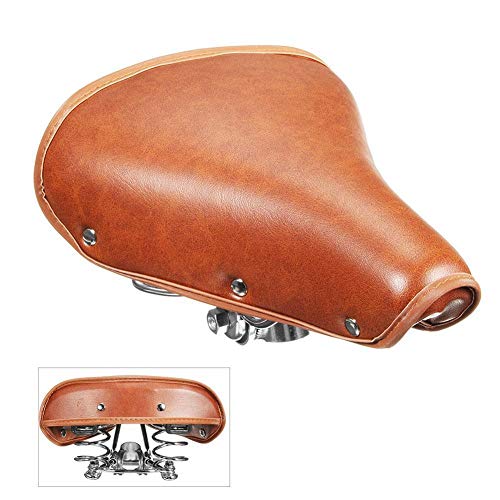 Juanya Selle de Vélo Vintage en Cuir PU Étanche avec Ressorts Absorption des Chocs Confortable Classique Marron Universel pour Vélo