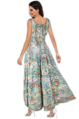 Image of OSTOO Women's 2026 Summer Boho Floral Print Tiered Casual Flowy Long Maxi Dress