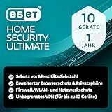ESET HOME Security Ultimate 2026 | 10 Geräte | 1 Jahr | inklusive Firewall, Datenverschlüsselung, Ransomware-Behebung und VPN | Windows, macOS, Android und iOS Apps | Aktivierungscode per E-Mail