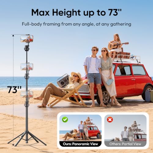Image of ULANZI SK32 Selfie Stick w Remote, 71''Auto Open & Lift-Close Phone Tripod