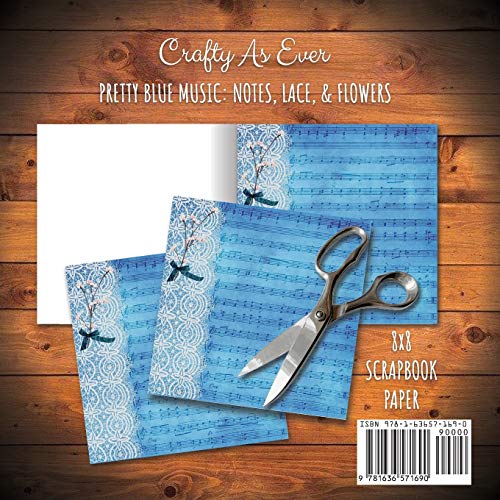 Pretty Blue Music Scrapbook Paper Pad 8x8 Decorative Scrapbooking Kit for Cardmaking Gifts, DIY Crafts, Printmaking, Papercrafts, Notes Lace Flowers Designer Paper image 4